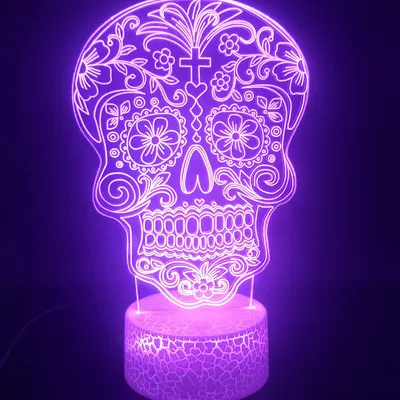 Flower skull 3D night light
