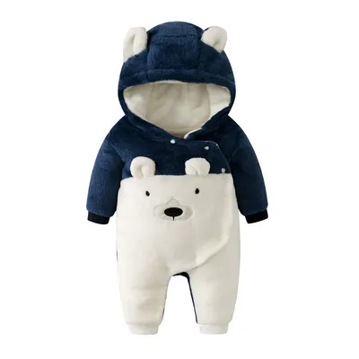 Baby cartoon winter cashmere thickened one piece suit
