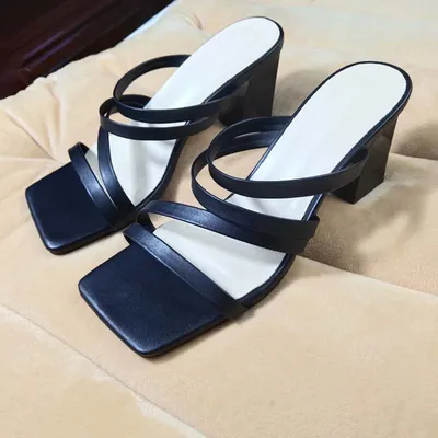 Women's mid-heeled large size slippers