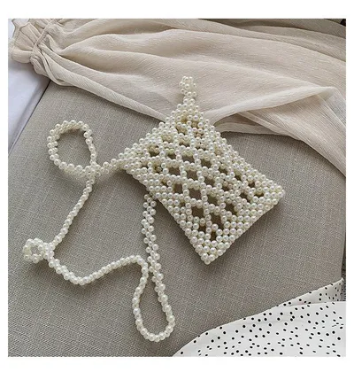 Fashion pearl woven single and versatile shoulder bag