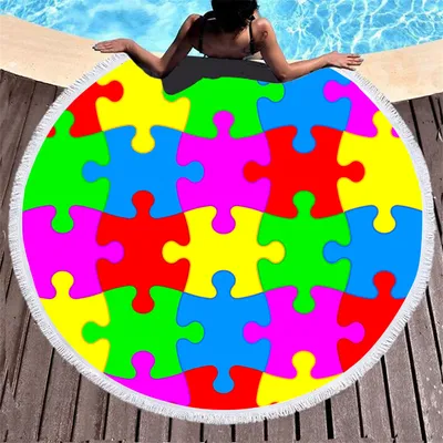 3D printed microfiber round beach towel