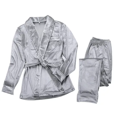 Knitted long-sleeved trousers nightgown