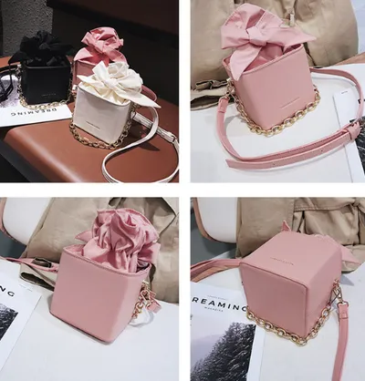 Folded flower square bag