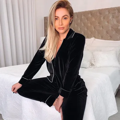 Knitted long-sleeved trousers nightgown