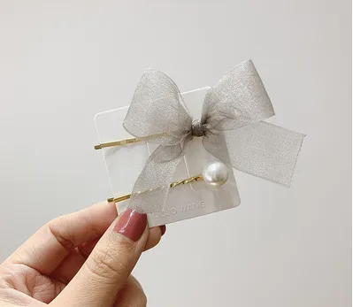 Simple bowknot pearl hair ornaments