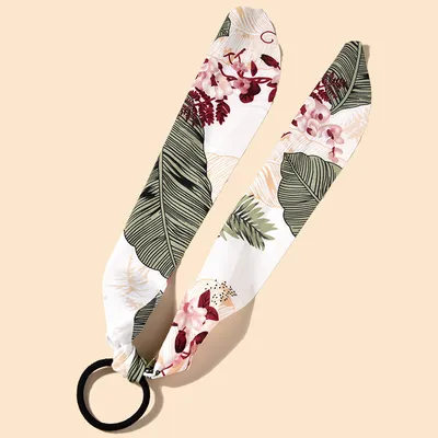Ribbon silk cloth floral hair rope