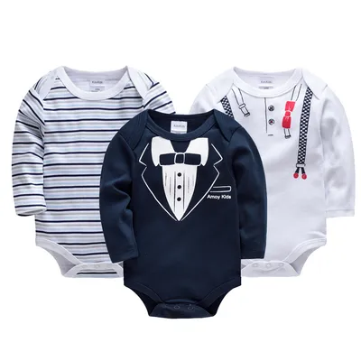 Baby Cotton Long Sleeve Romper Three Piece Suit
