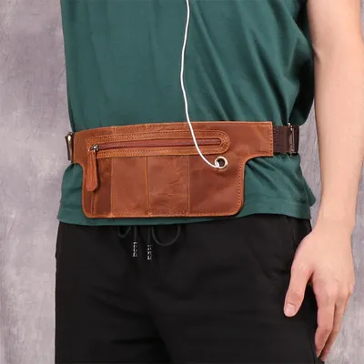 Men's retro leather belt bag