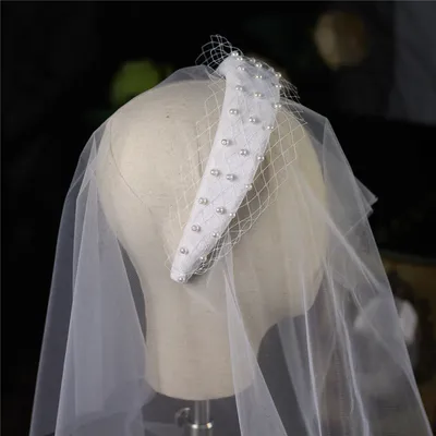 Bride Elegant Thick Flannel Style Hair Band Net Yarn