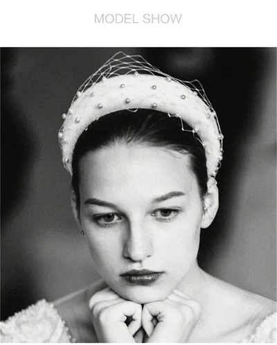 Bride Elegant Thick Flannel Style Hair Band Net Yarn