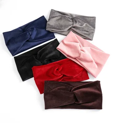 Women's wide brim cross velvet headband hair band