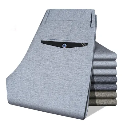 Middle-aged And Elderly Business Casual Men's Mid-Waist Straight-leg Pants