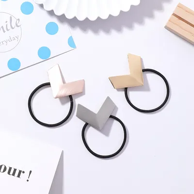 Arrow hair rope V-shaped geometric brushed metal hair ring sweet love rubber band
