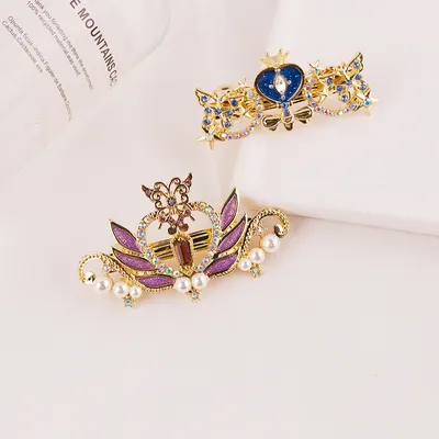 Fairy Tale Crown Hair Accessories Love Crown Wings Pearl Top Clip