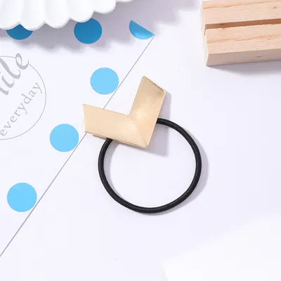 Arrow hair rope V-shaped geometric brushed metal hair ring sweet love rubber band