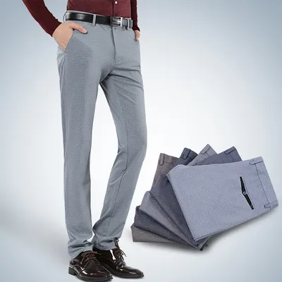 Middle-aged And Elderly Business Casual Men's Mid-Waist Straight-leg Pants