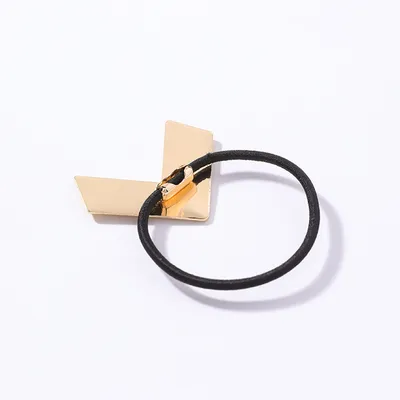 Arrow hair rope V-shaped geometric brushed metal hair ring sweet love rubber band