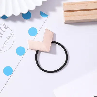Arrow hair rope V-shaped geometric brushed metal hair ring sweet love rubber band