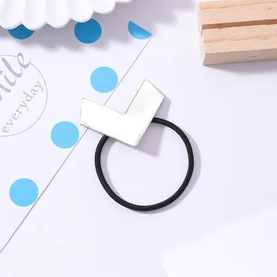 Arrow hair rope V-shaped geometric brushed metal hair ring sweet love rubber band