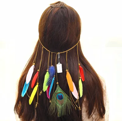European and American bohemian peacock feather hair band ladies fashion national wind headwear