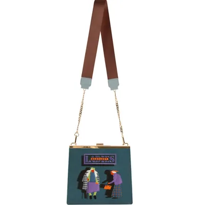 Vintage canvas shoulder bag female large capacity embroidery wide shoulder strap Messenger bag