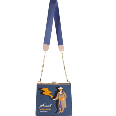 Vintage canvas shoulder bag female large capacity embroidery wide shoulder strap Messenger bag