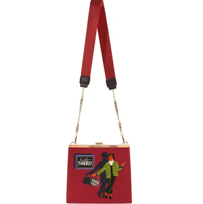 Vintage canvas shoulder bag female large capacity embroidery wide shoulder strap Messenger bag