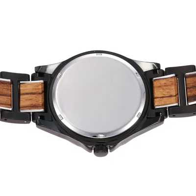 Men Quartz Sandalwood Watch Black