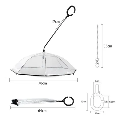 Hot Selling Transparent Pet Supplies Adjustable Pet C Type Umbrella