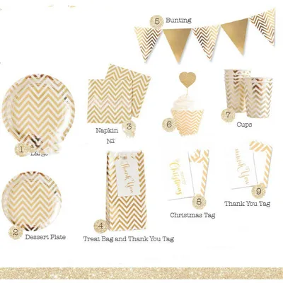 Gold Stripes Disposable Tableware