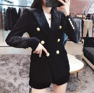 Velvet diamond retro small suit women