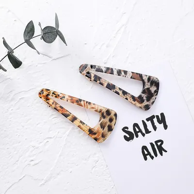 Brown leopard hairpin duckbill clip triangle geometry hair clip