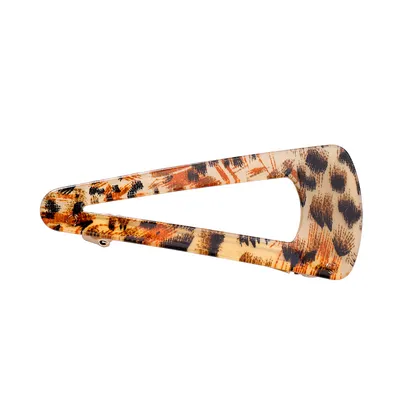 Brown leopard hairpin duckbill clip triangle geometry hair clip