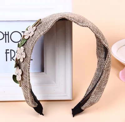 European and American personality new headdress garland fashion hairpin linen flower extra wide headband plant rhinestone hair band