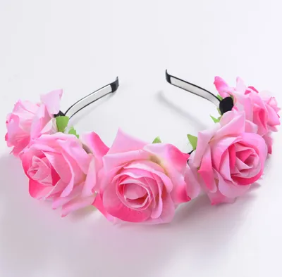 New velvet simulation rose flower wreath headband seaside holiday shooting hair accessories