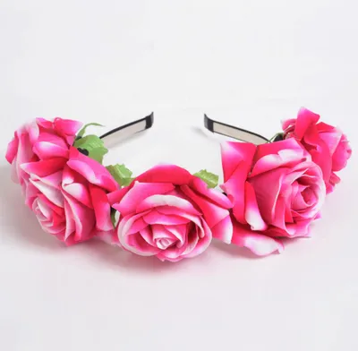 New velvet simulation rose flower wreath headband seaside holiday shooting hair accessories