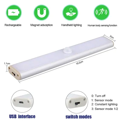 ضوء مستشعر شحن USB بشري