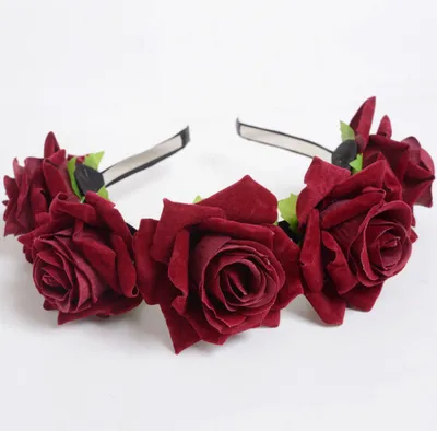 New velvet simulation rose flower wreath headband seaside holiday shooting hair accessories