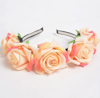 New velvet simulation rose flower wreath headband seaside holiday shooting hair accessories