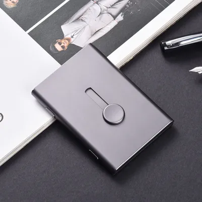 Hand push type light business card case