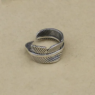 Eagle Head Feather S925 Sterling Silver Ring Men