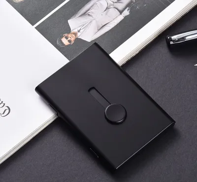 Hand push type light business card case