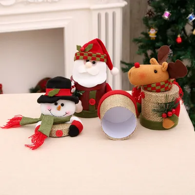Christmas Supplies Linen Gift Jar Ornament Gift Box Christmas Candy Box