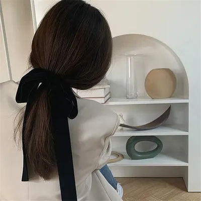 ربطة شعر نسائية بشريط مخملي مزدوج الوجه على شكل فيونكة