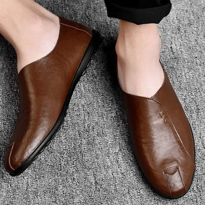 New peas shoes men's Korean leather shoes men's lazy pedal