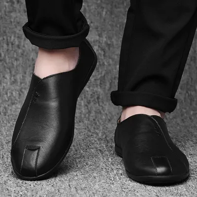 New peas shoes men's Korean leather shoes men's lazy pedal