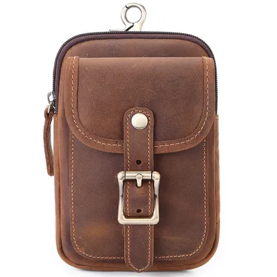 Men's leather waist bag can wear belt slant across mobile phone bag