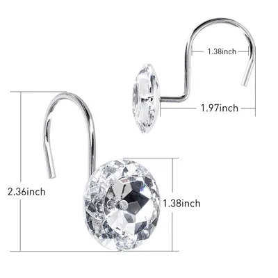 Transparent Rhinestone Shower Curtain Hook Curtain Hook Bathroom Supplies