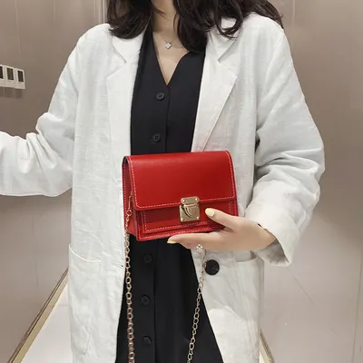 Ladies Fashion Simple Chain Small Square Bag