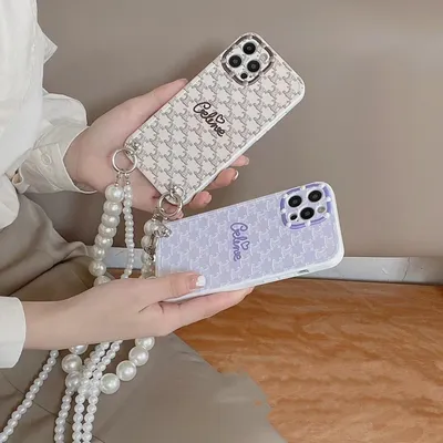 Ladies Fashion Pearl Diagonal Phone Case